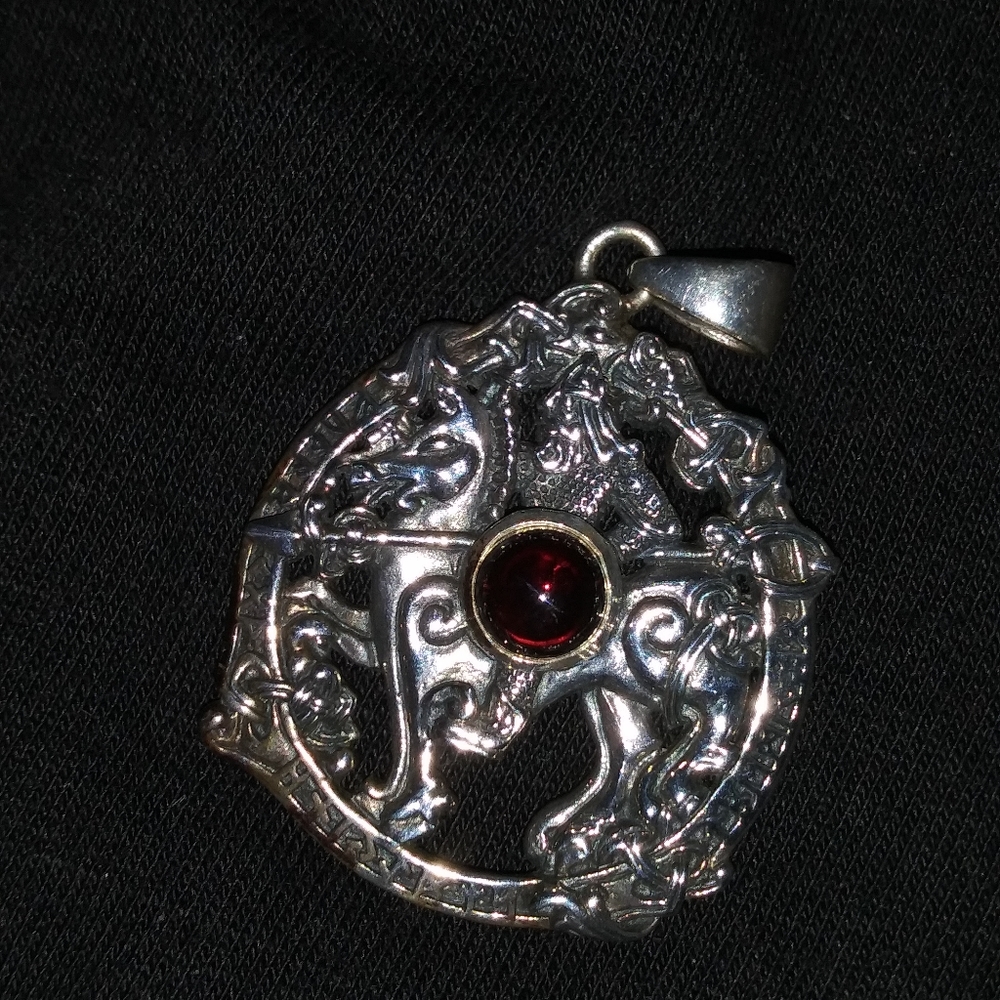 Sterling Odin Ruby stone pendant